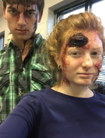 Shelby Handley and Matt Propst in their injury makeup after the mock crash