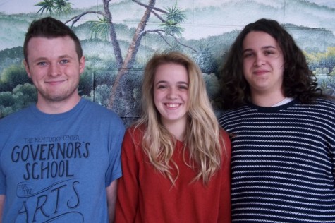 The heads of the a cappella choirs. From left to right: Isaac Baker, DiDi Turley, and Bo Johnson. (Not pictured: Shelby Watkins)